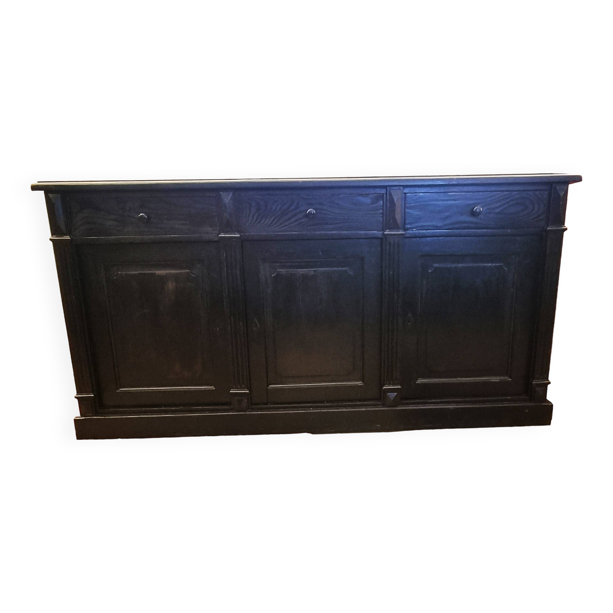Black patinated chest of drawers