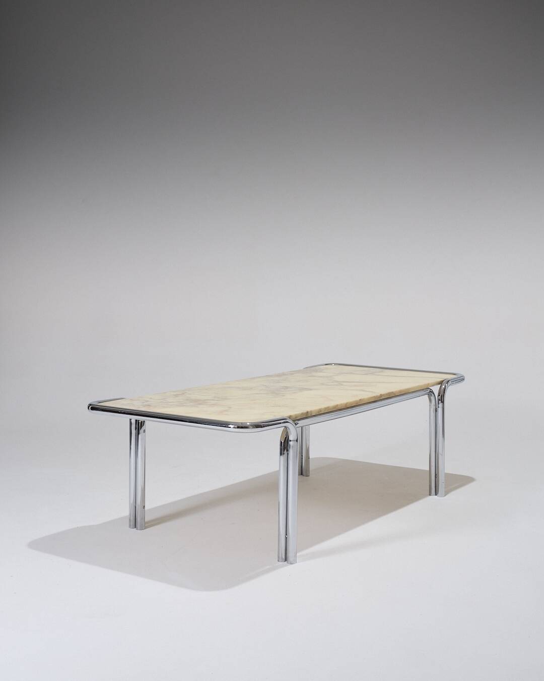 Marble and Tubular Metal Coffee Table, 1970s