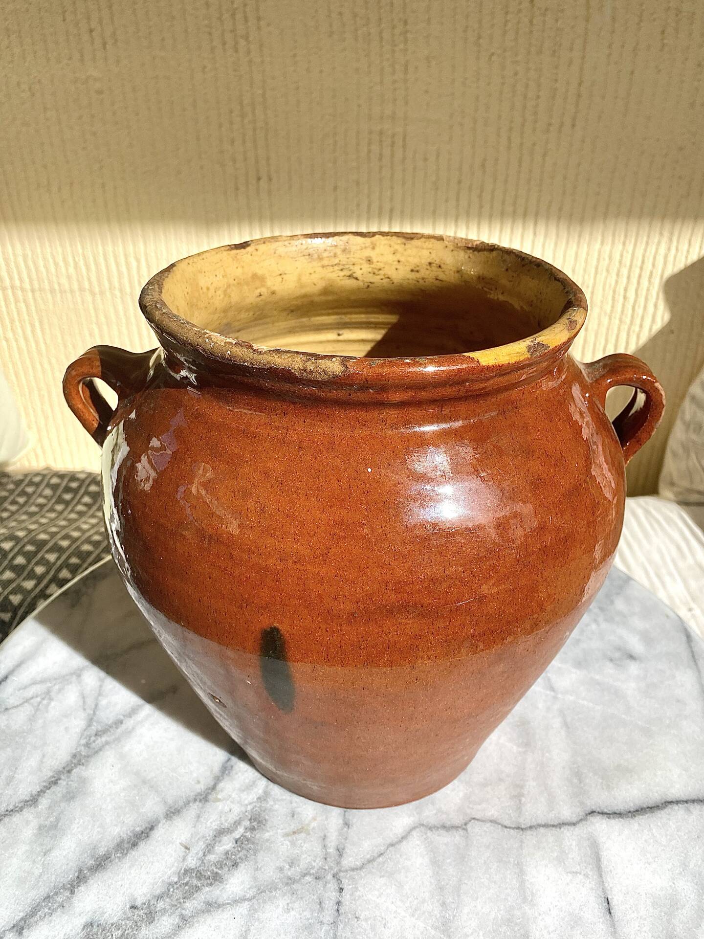 Ancien pot en terre cuite vernissée XIXeme