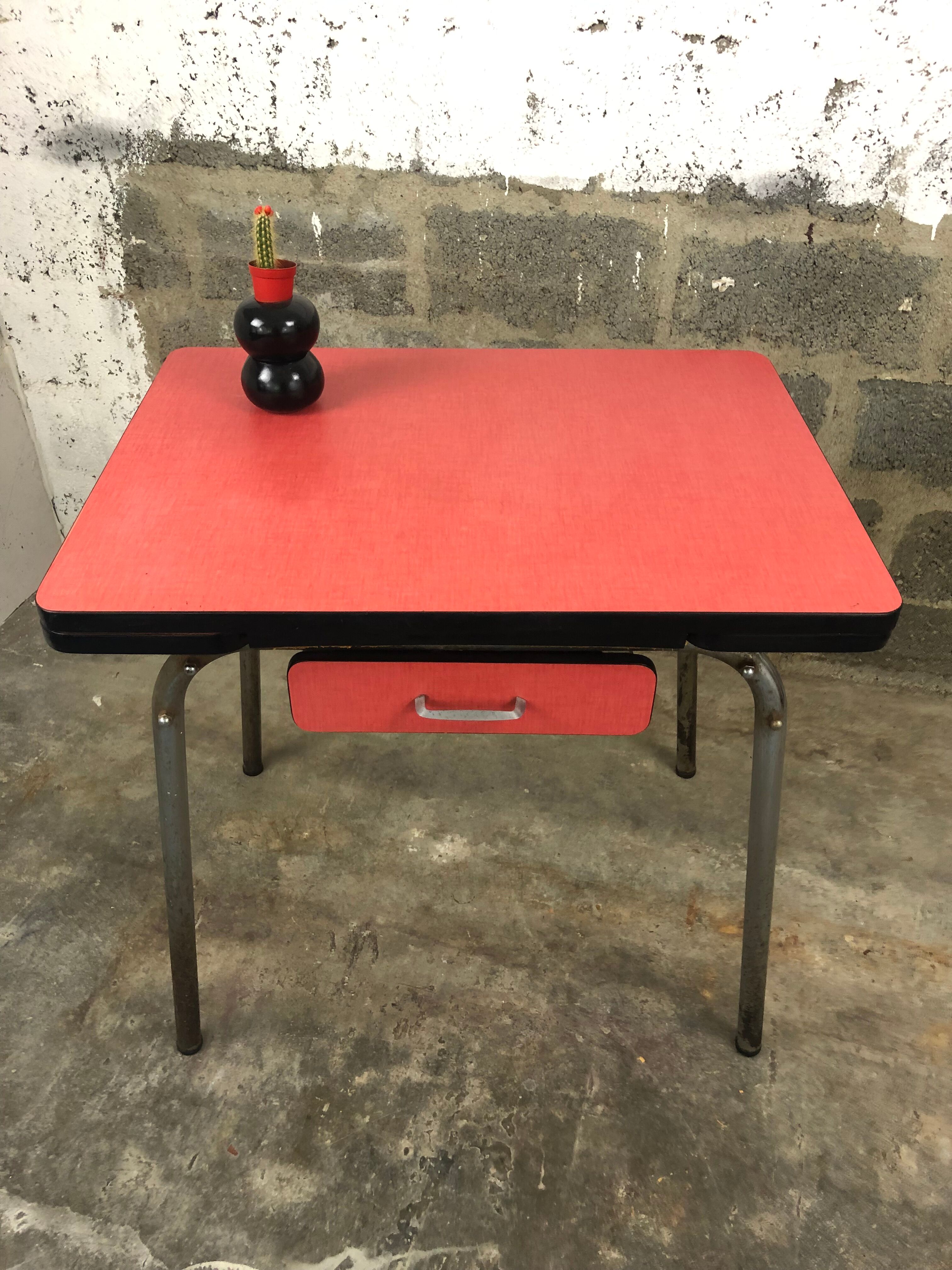 Red formica table