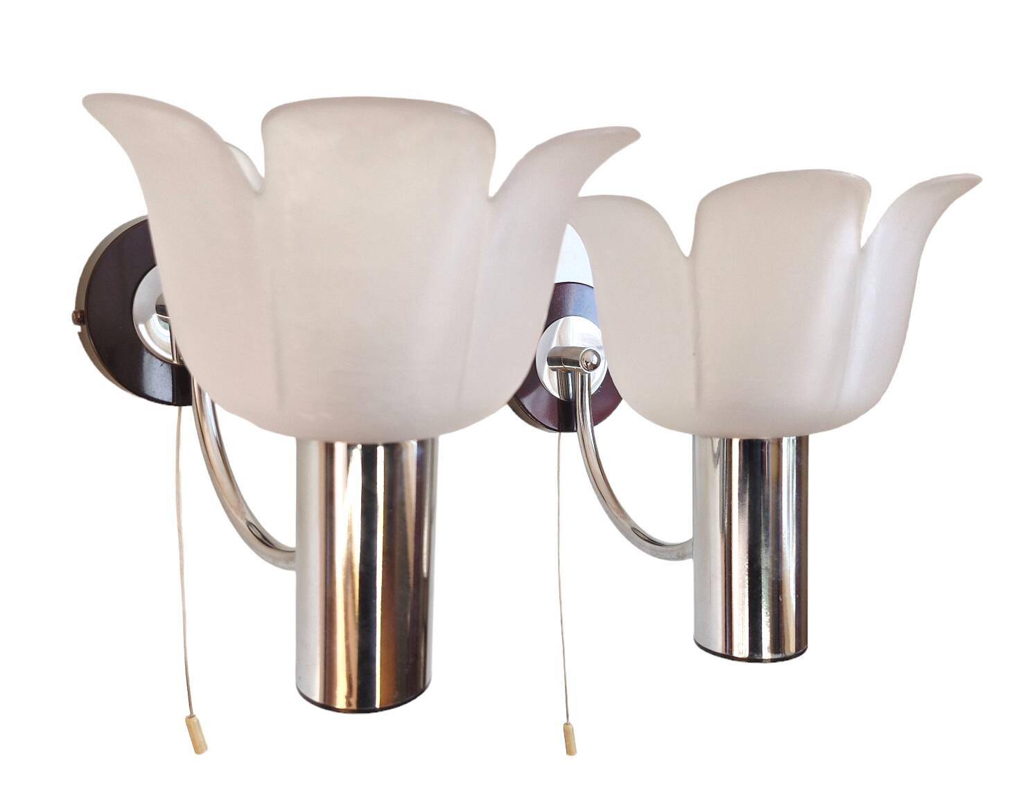 Vintage glass and chrome wall lights from the 70s
