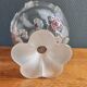 Vintage Frosted Glass Footed Bowl – Relief Decor of Pink Flowers
