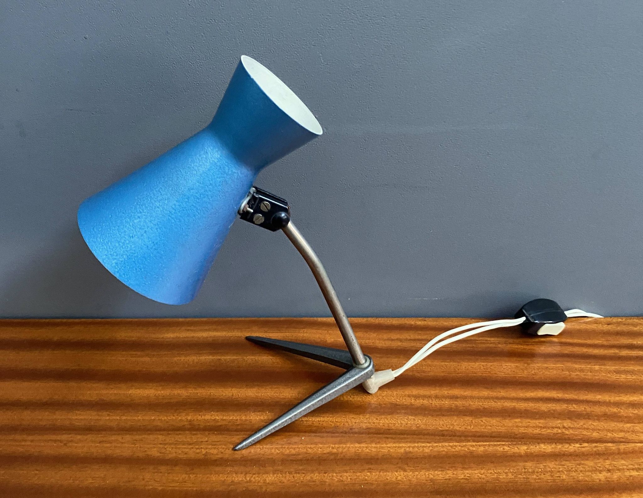 Blue metal desk lamp 1960s