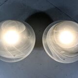 Lampes de table en verre champignon Peill & Putzler des années 1970