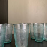 Tinted ridged glass water glass