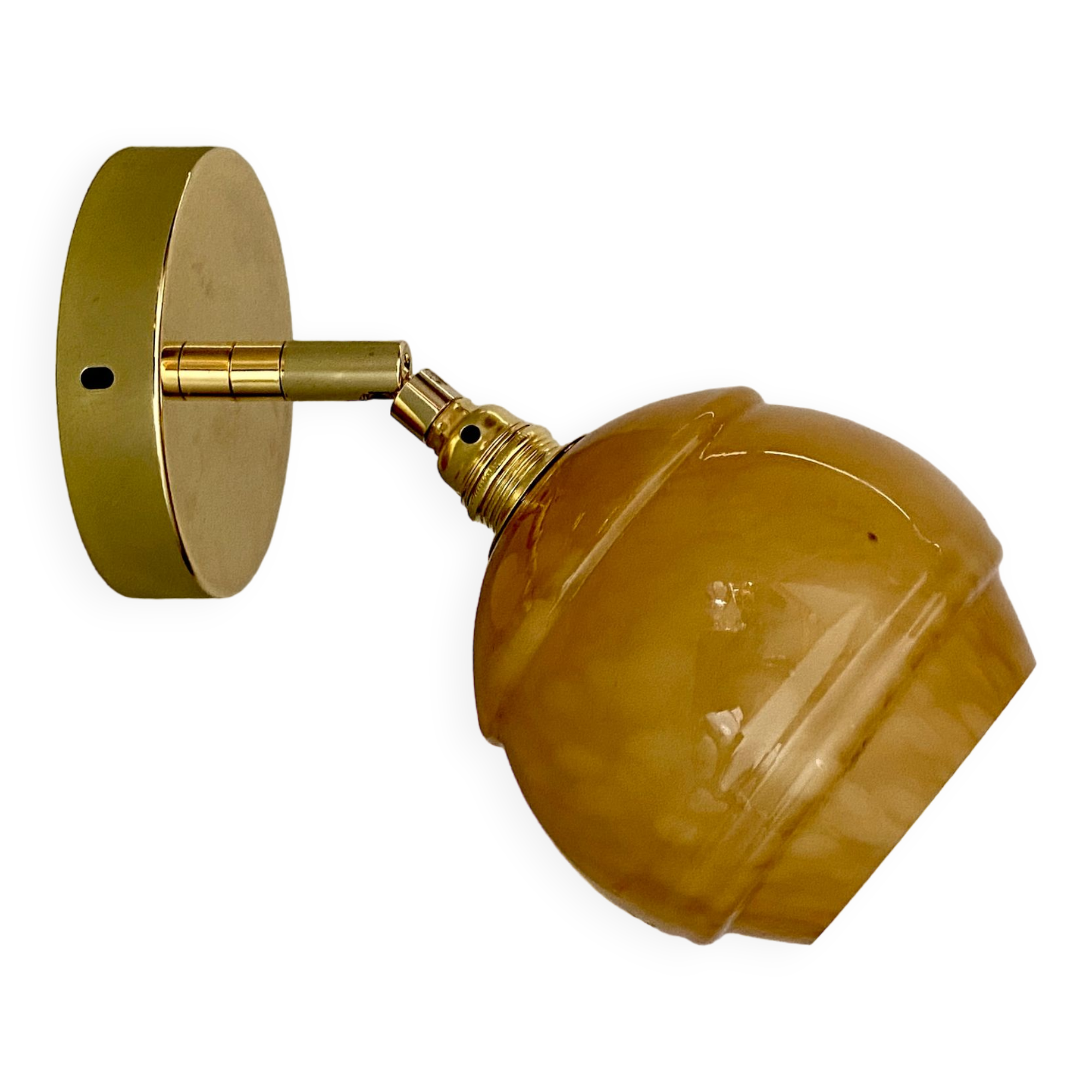 Vintage globe wall light in yellow Clichy glass