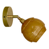 Vintage globe wall light in yellow Clichy glass
