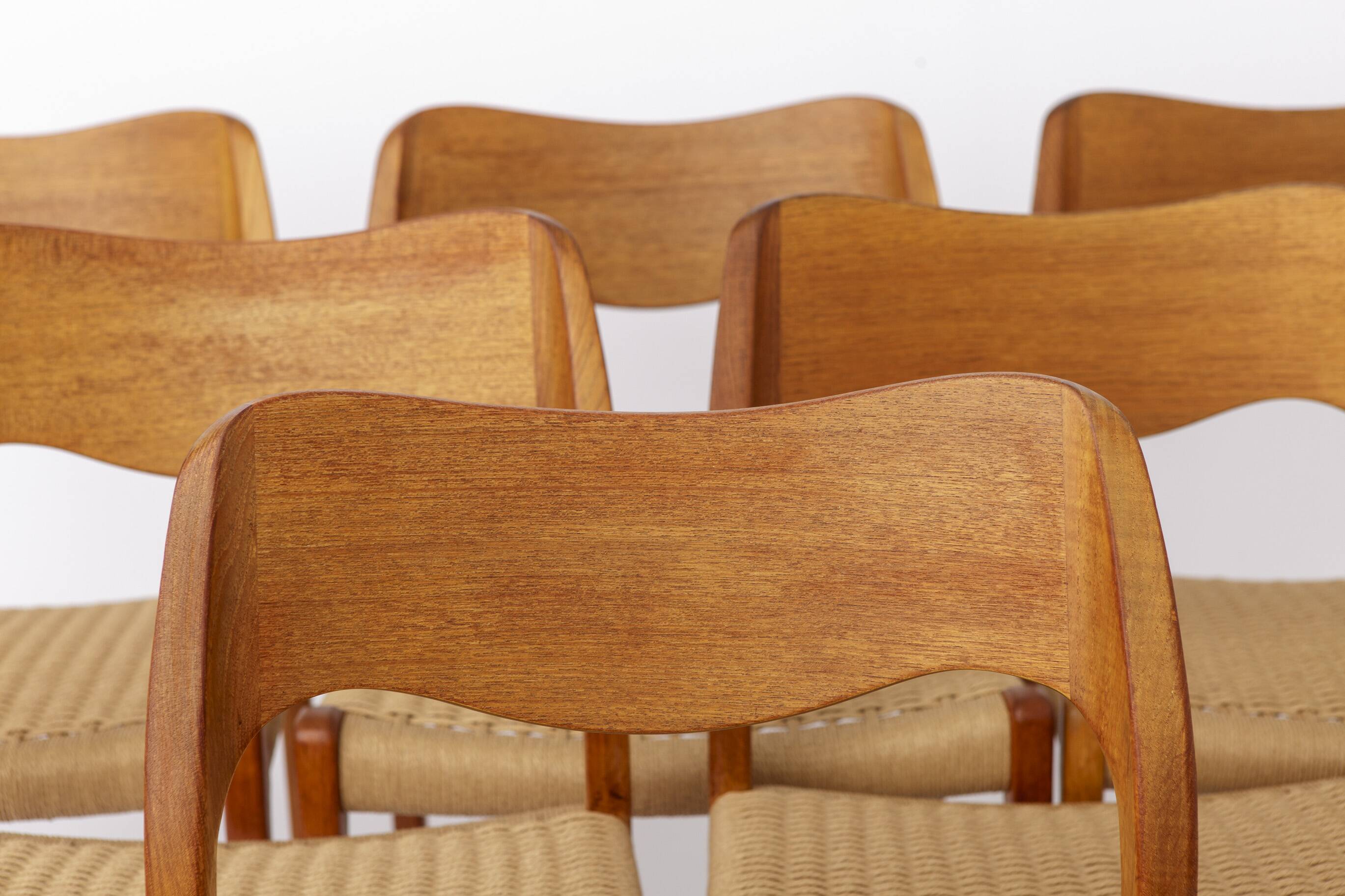 Set of 6 Niels Otto Møller Model 71 Dining Chairs, 1960s, Danish Vintage
