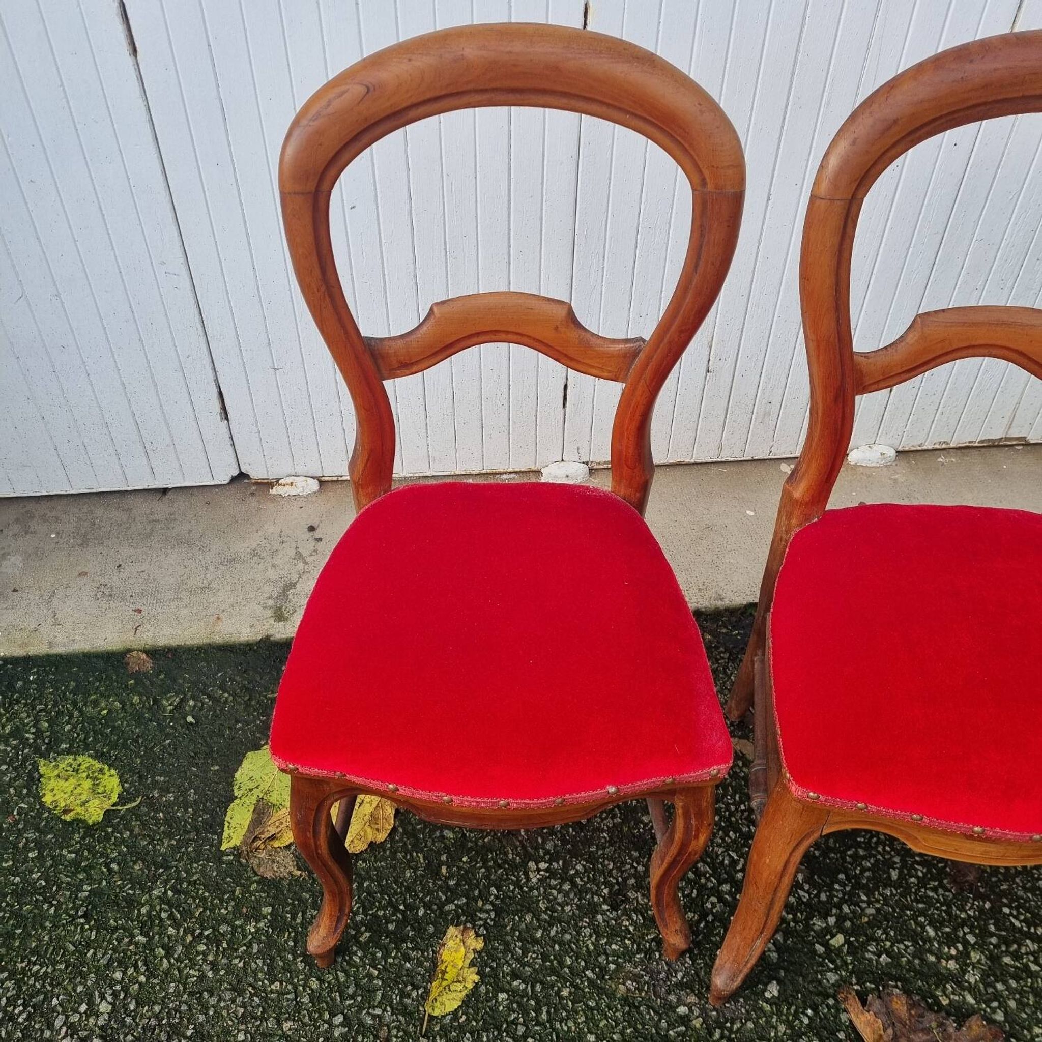 4 red velvet medallion chairs