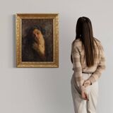 Peinture de portrait féminin impressionniste italien du 19e siècle