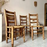 Wood and straw chairs