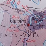 School poster wall map Rossignol Montmorillon South & North America