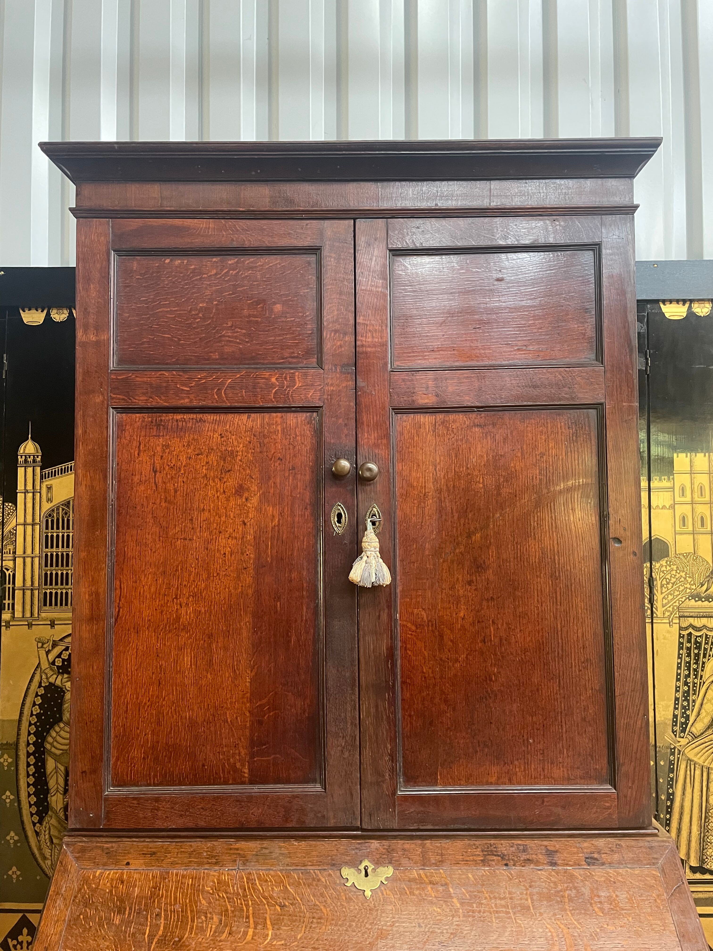 English scriban desk in oak 18th century