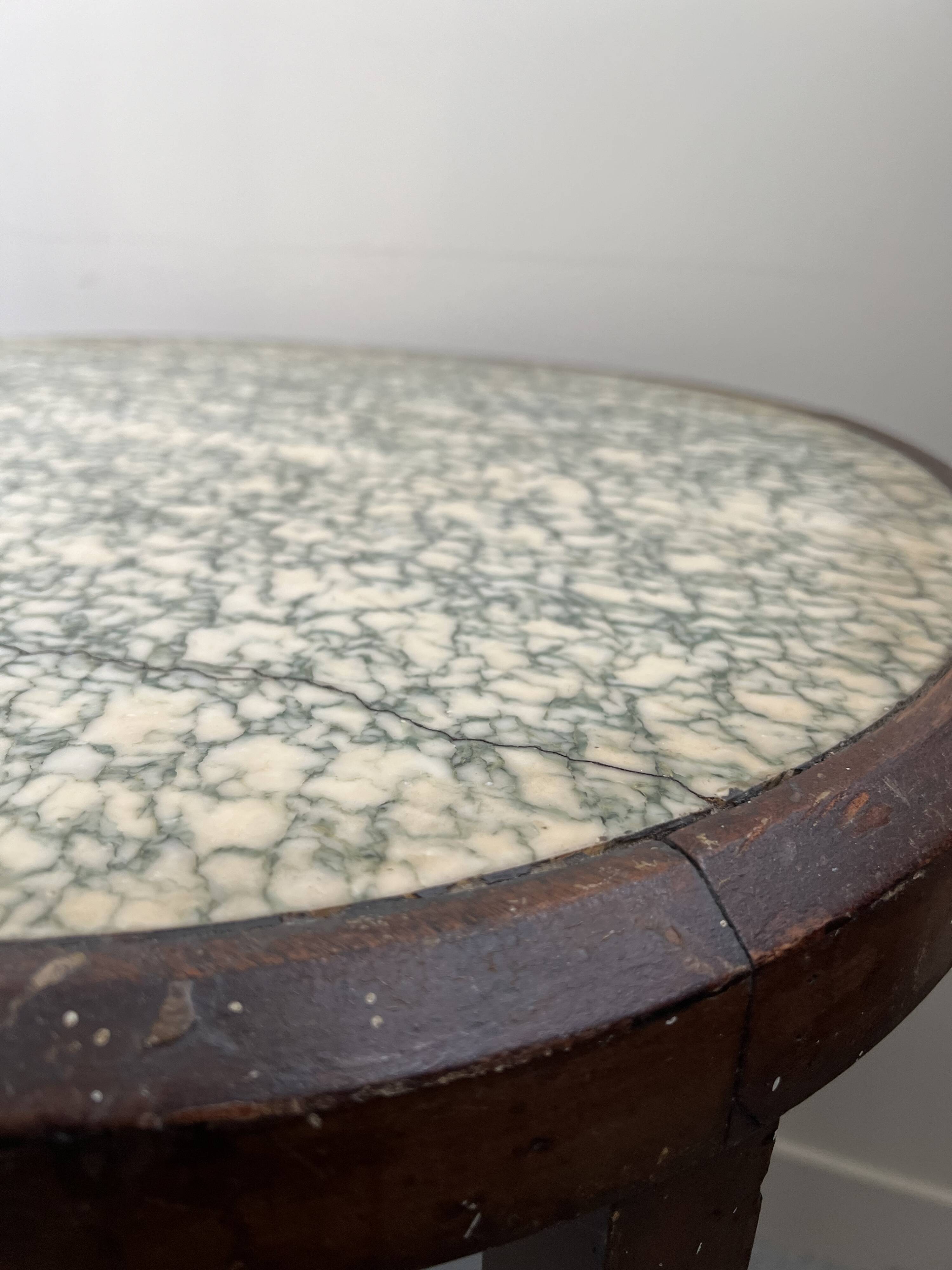 Art Nouveau oval table with marble top, late 19th century