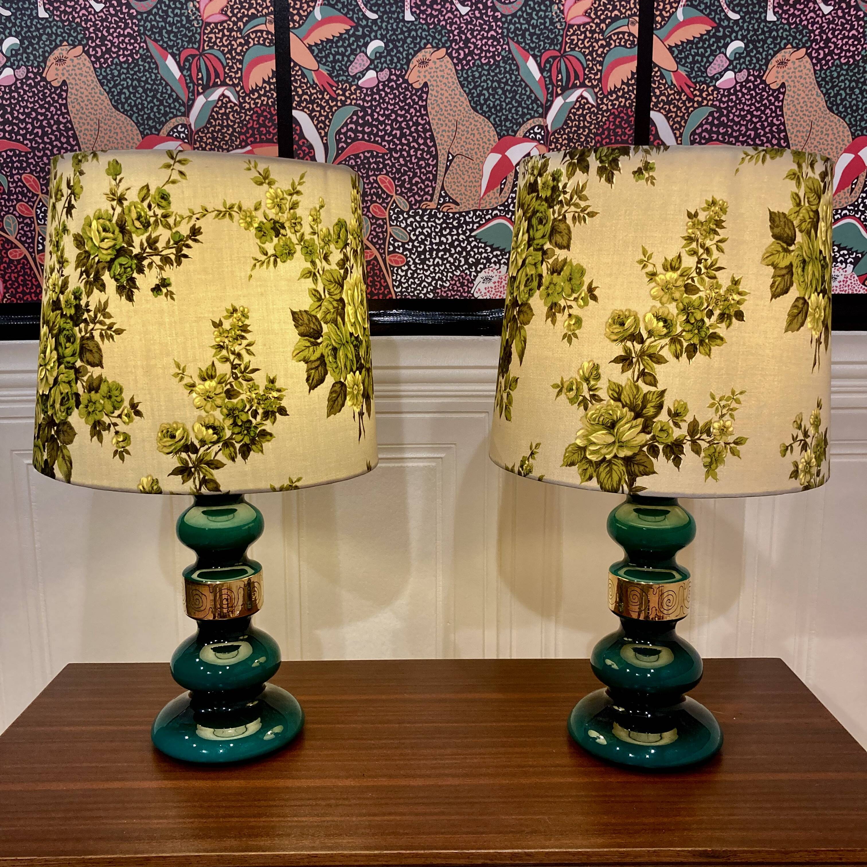 Paire de lampes verre Design scandinave 1950.