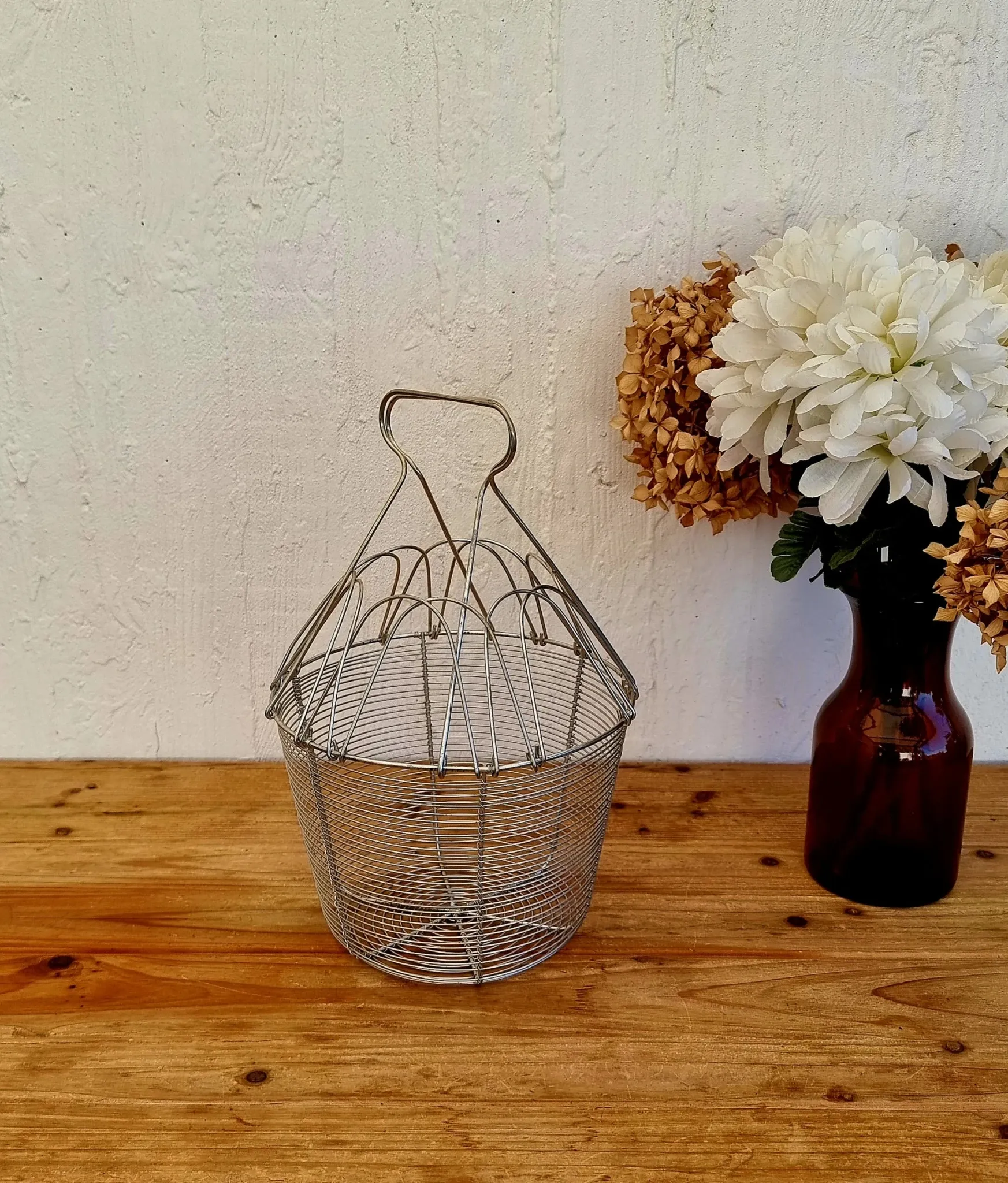 Vintage rigid woven metal salad bowl