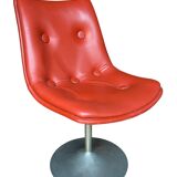 6 chaises tulipe vintage en cuir rouge vif années '70 ère spatiale
