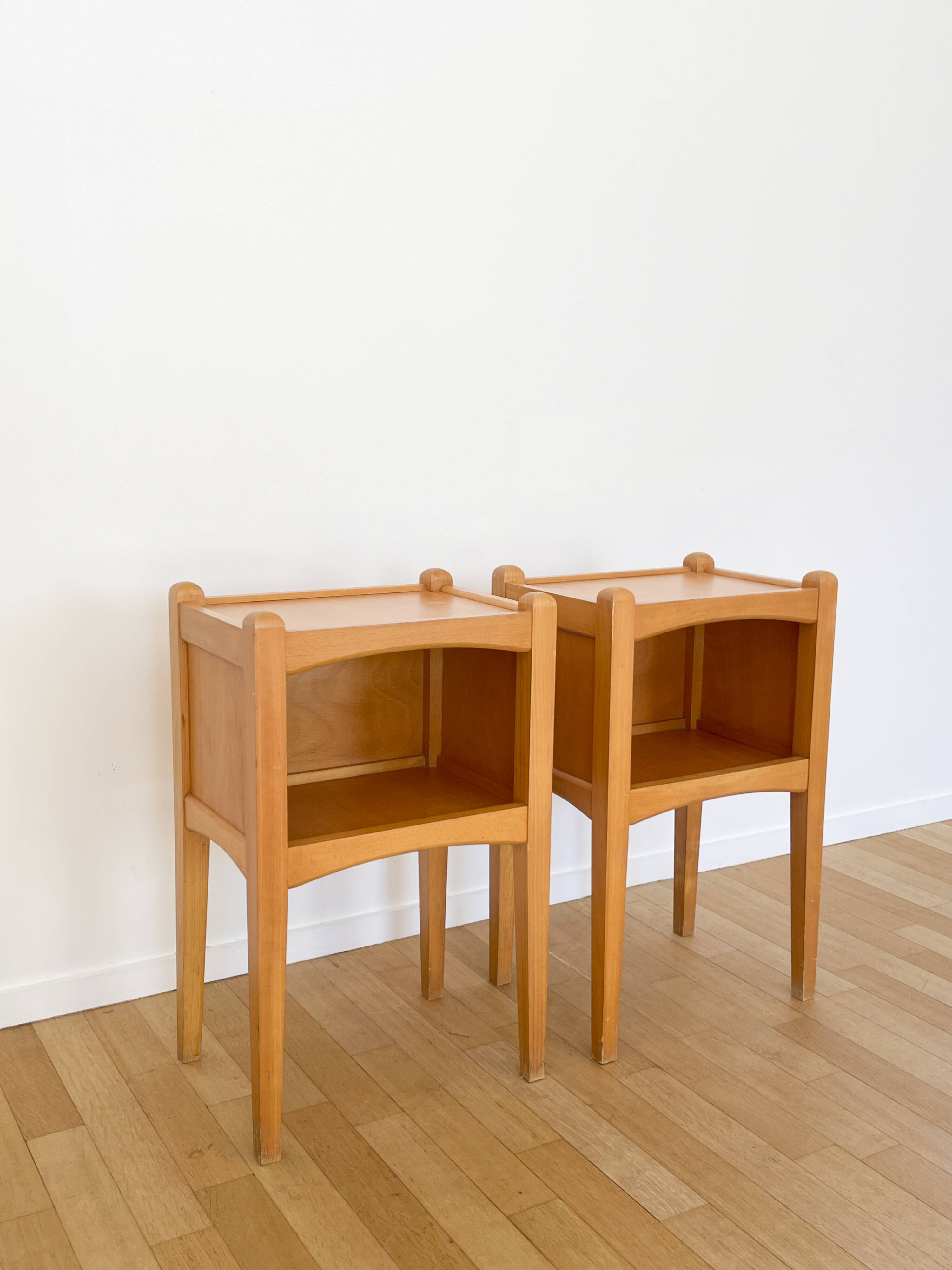Pair of light wood bedside tables