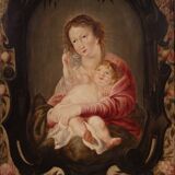 17th century Flemish oil on panel painting, Madonna and Child