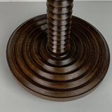 Brutalist Wood Turned Wine Press Side Table