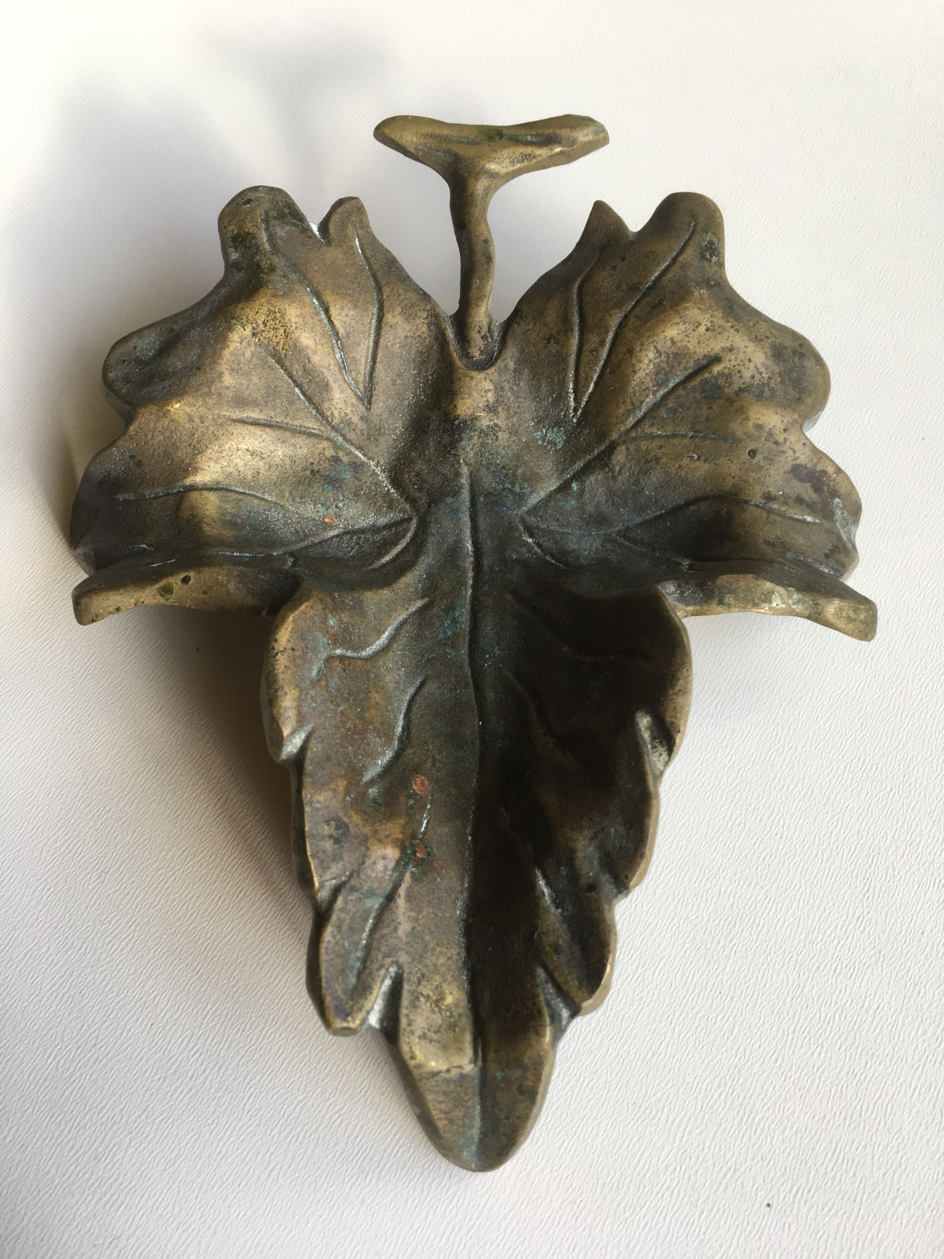 Empty pocket or ashtray leaf in old bronze