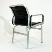 Vintage office chair, aluminium frame and black leather, Sweden 1960s.