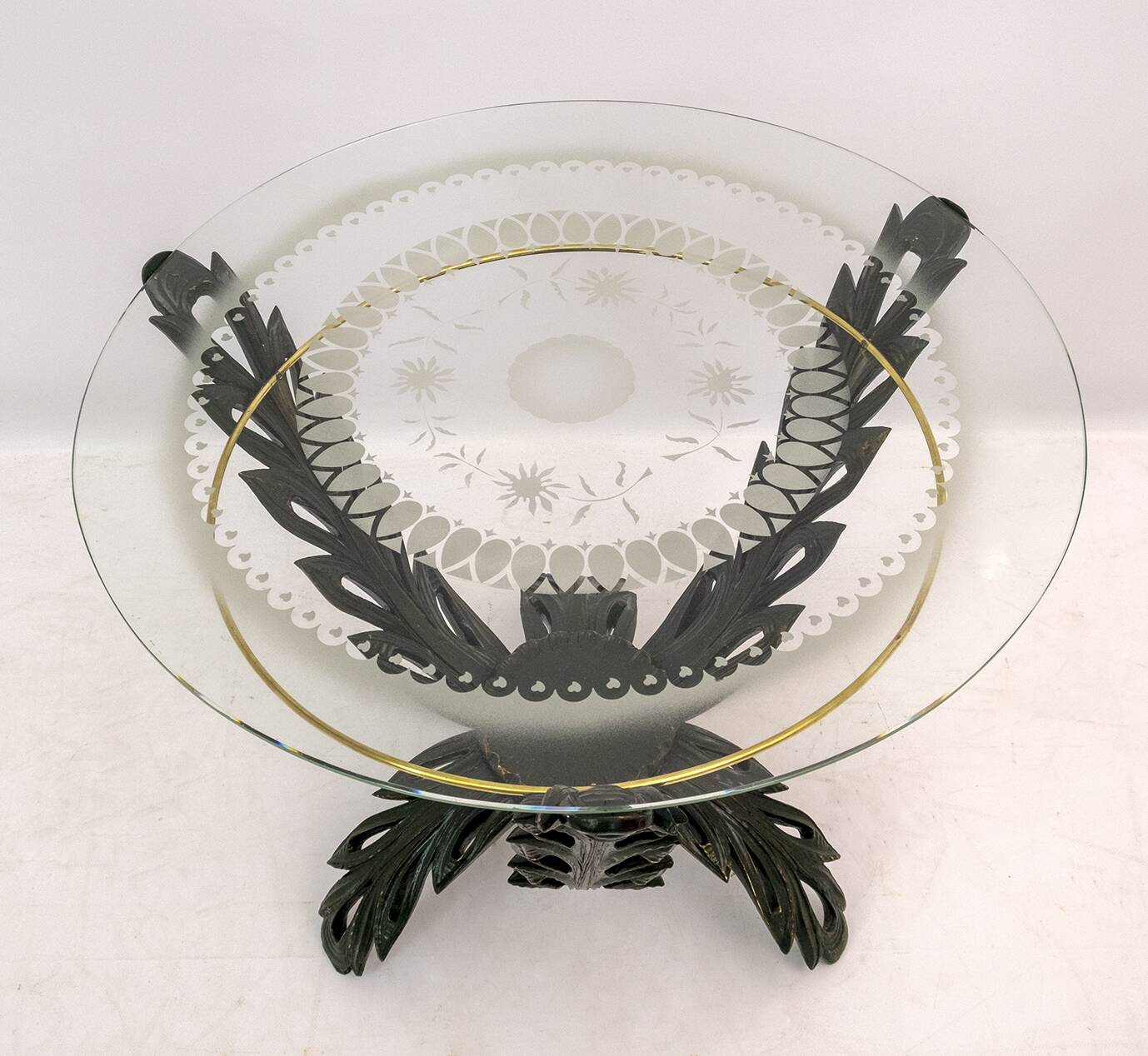 Pierluigi Colli Midcentury Italian Brass and Wood Coffee Table, 1950s