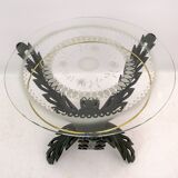 Pierluigi Colli Midcentury Italian Brass and Wood Coffee Table, 1950s