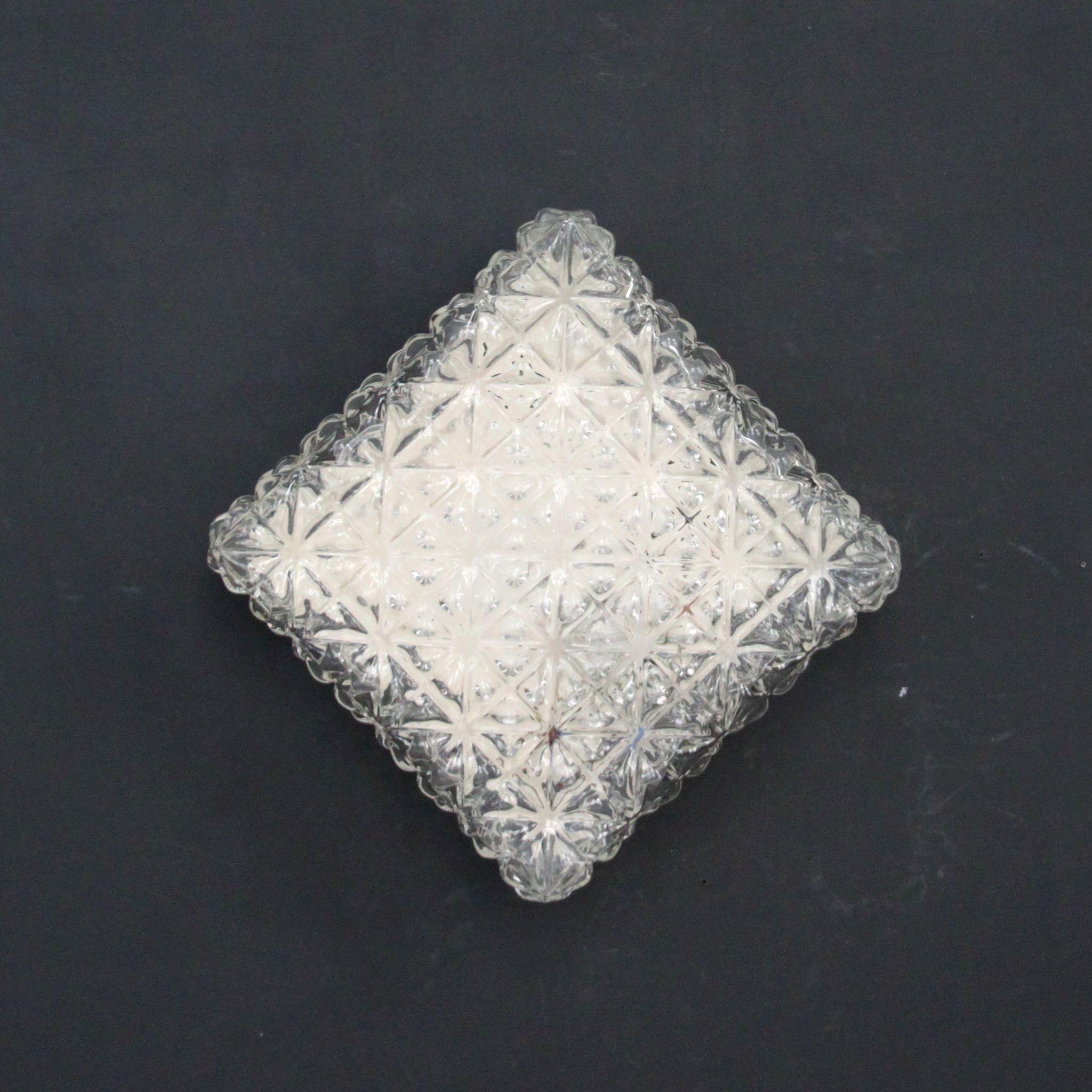 Square ceiling light in old glass thick, 70s