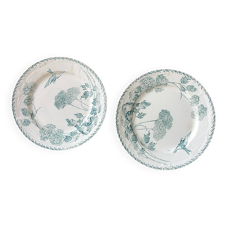 2 assiettes plates en terre de fer Creil & Montereau