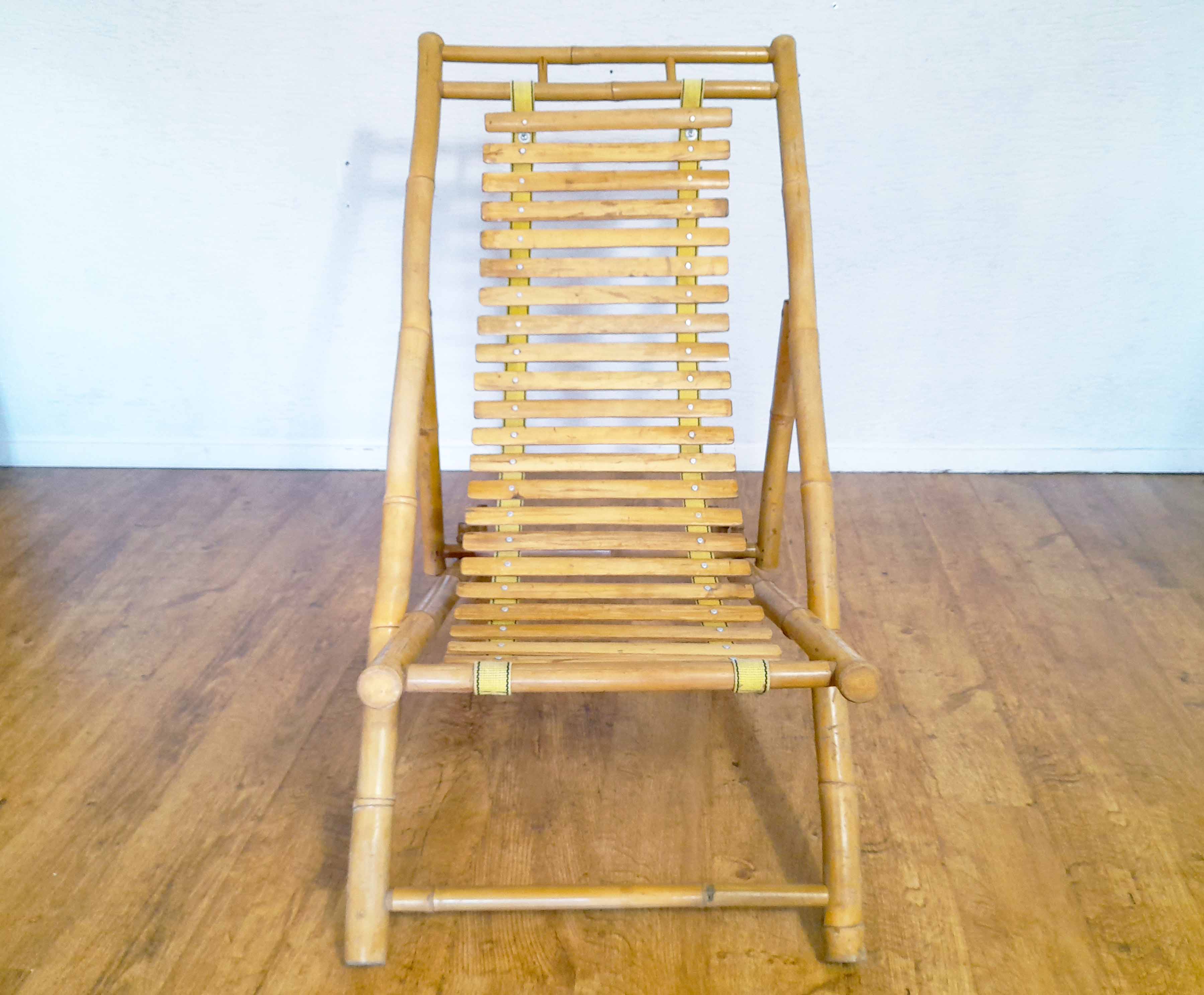 Vintage bamboo deckchair