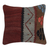 Vintage Wool Kilim Cushion Cover. Handwoven Turkish Accent Pillow. Traditional Throw Pillow