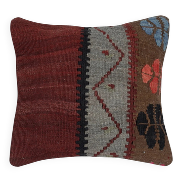 Housse de coussin en kilim en laine vintage. Coussin d'accent turc tissé à la main. Coussin traditionnel.