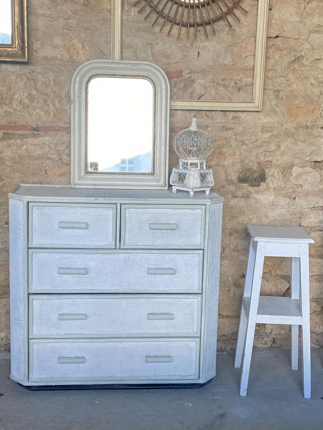Rattan chest of drawers