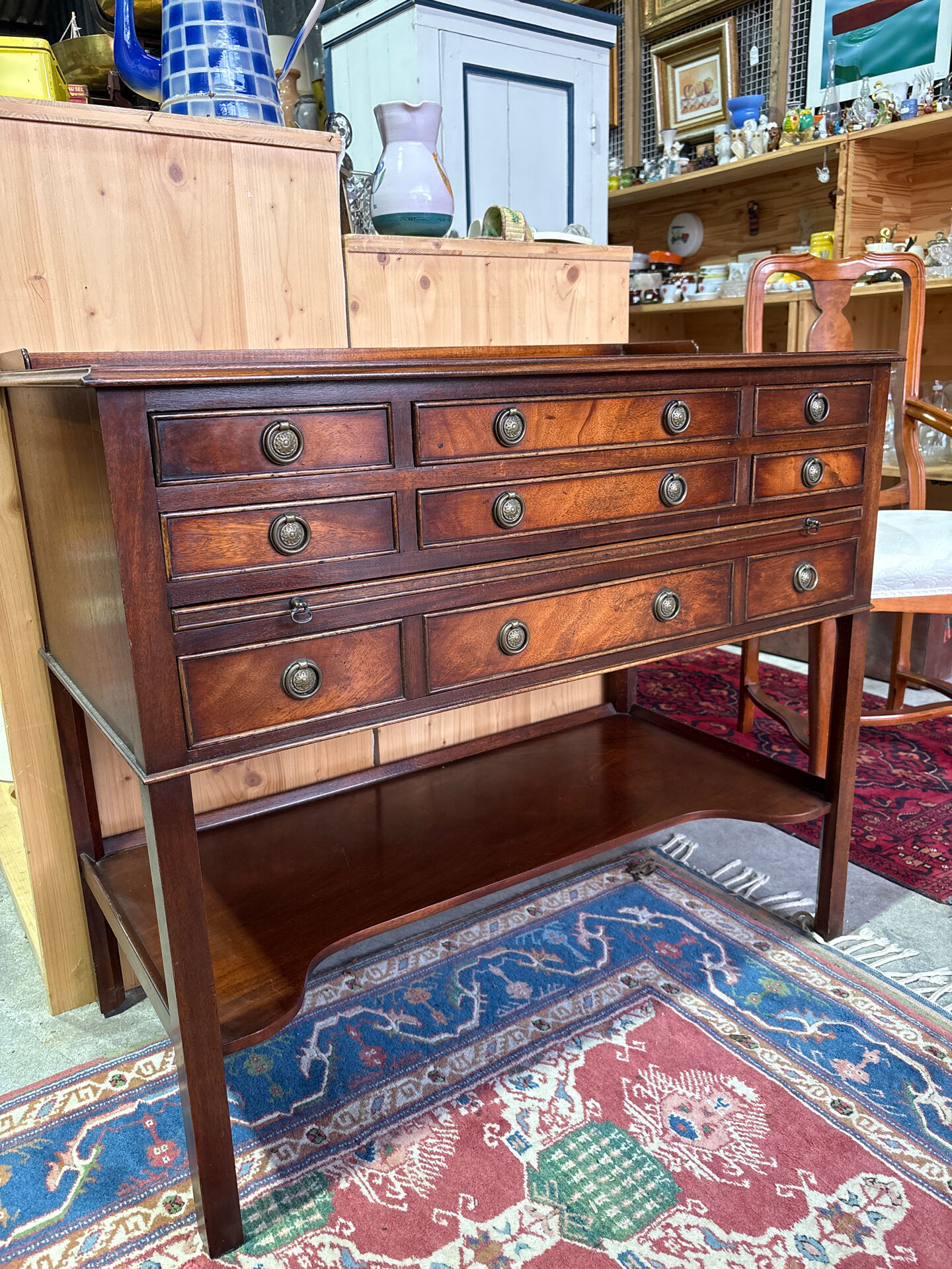 English mahogany sideboard with numerous drawers – sliding top