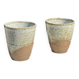 Set of 2 cups in Indonesian ceramic (brown & speckled glazed matte)