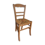 Chaise paillée à motifs colorés