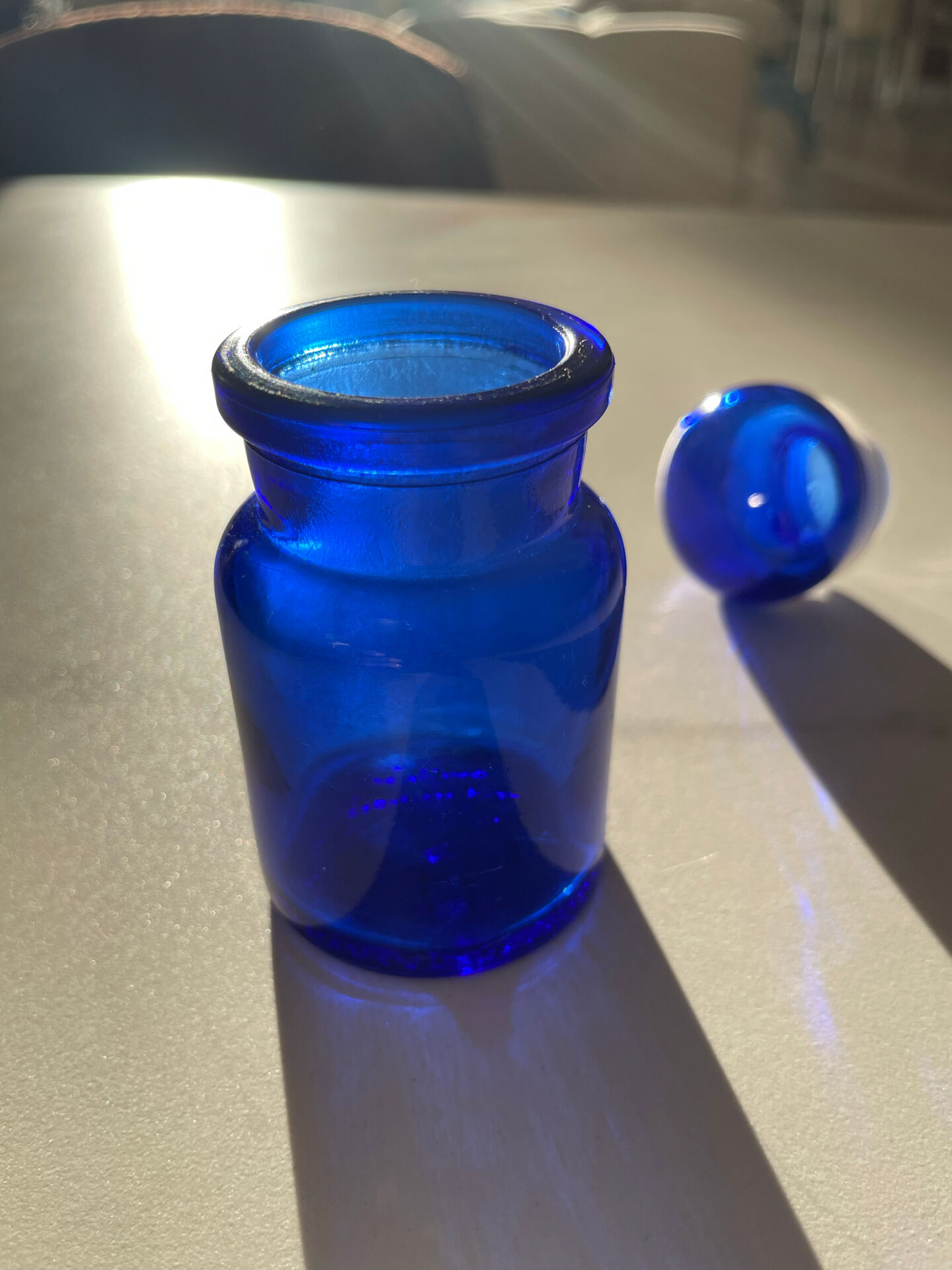 Cobalt blue apothecary bottle Belgian/Belgium/Antique blue bottles/B