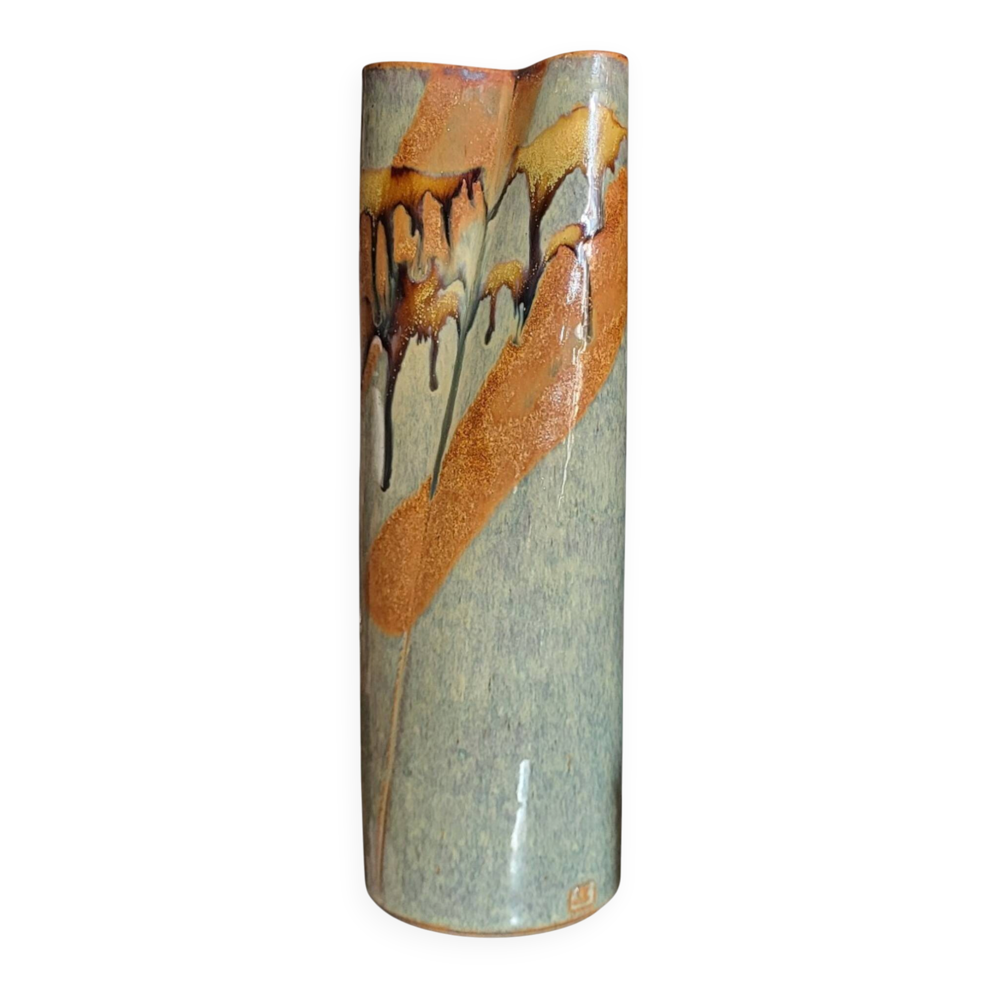 Roll vase in stoneware from Puisaye — Jean Cacheleux