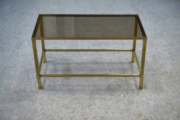 1950s brass and smoked glass coffee table