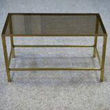 1950s brass and smoked glass coffee table