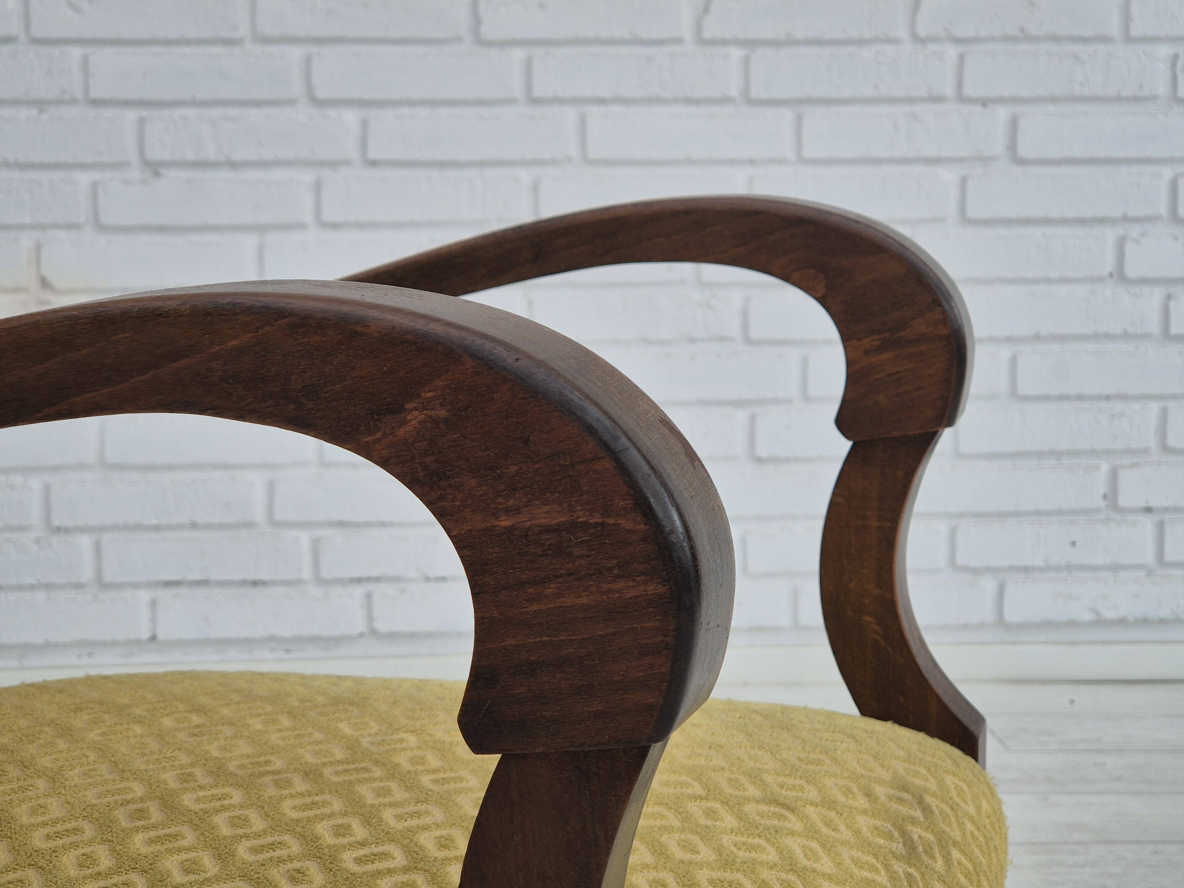 1950s, Danish design, armchair in original condition, furniture cotton/ wool fabric.