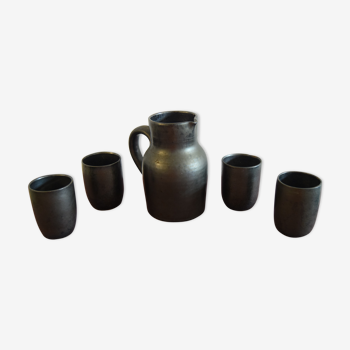 Jug set and 4 cups Vallauris by Robert Picault
