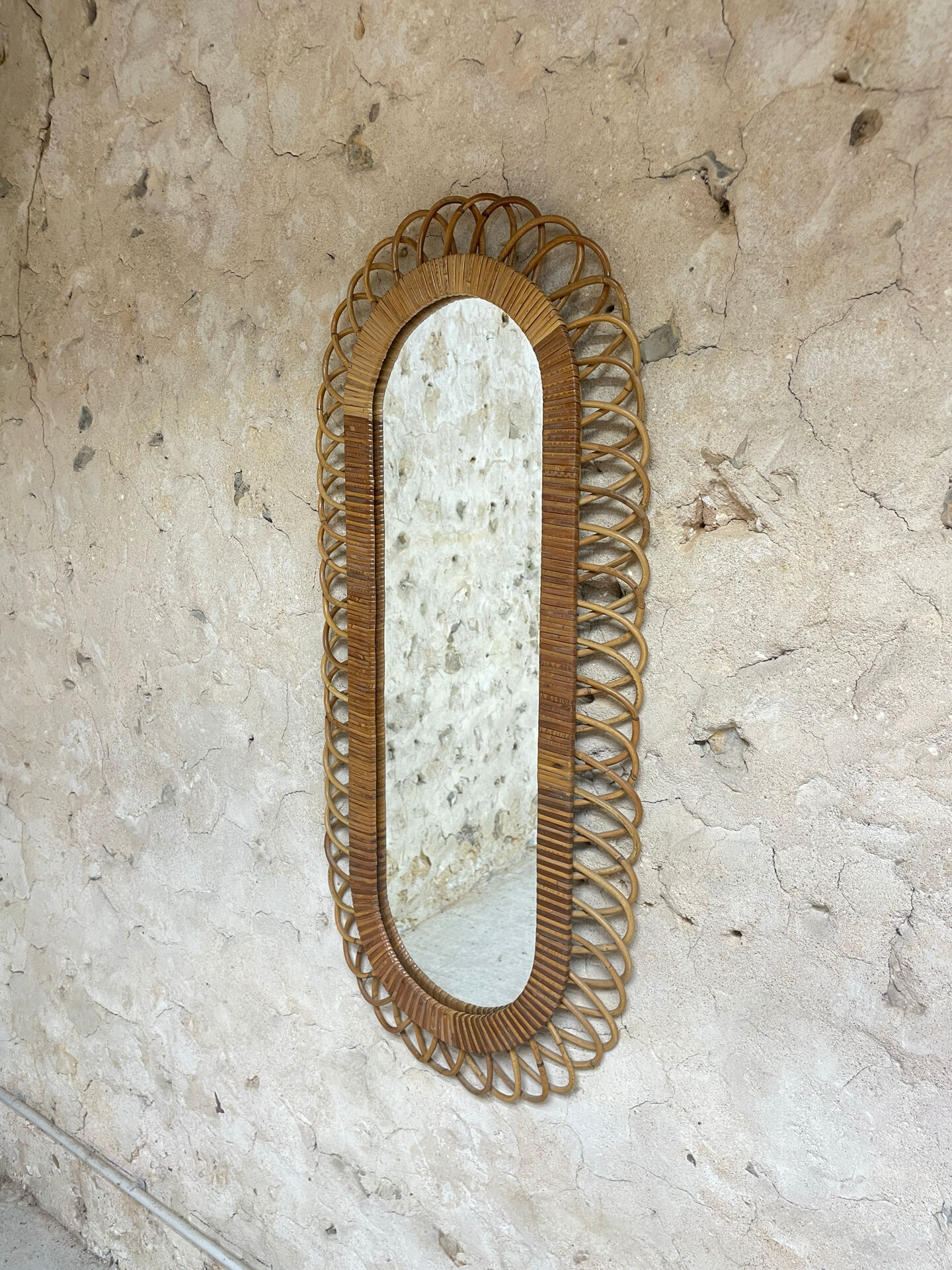 Vintage rattan mirror