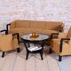Czech Art Deco Sofas and Lounge Chairs in Beech and Oak attributed to Jindrich Halabala for Up Závody, 1930s, Set of 3