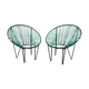 Pair of garden chairs Acapulco 1950 vintage scoubidou metal heaters
