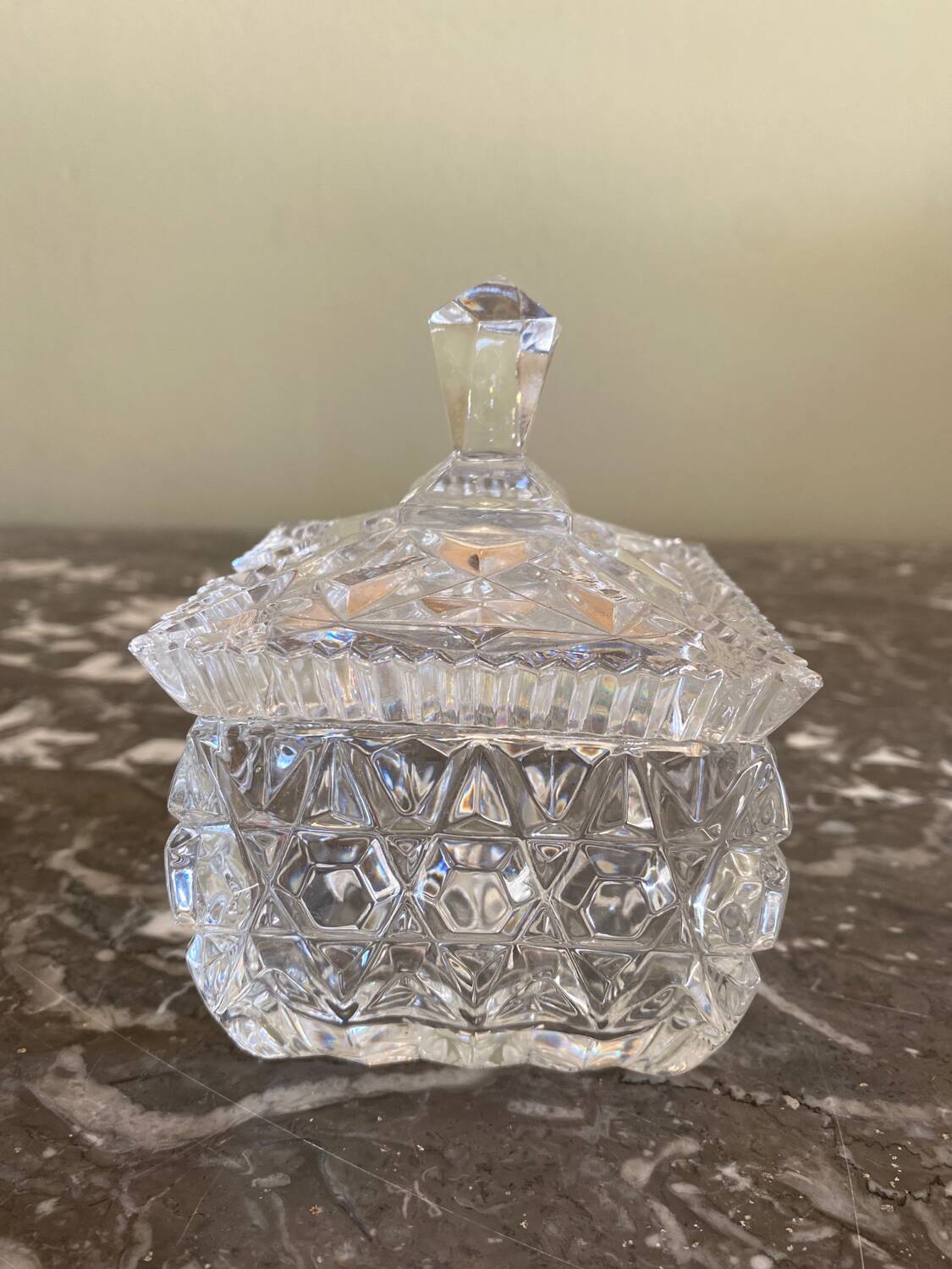 Chiseled glass sugar bowl