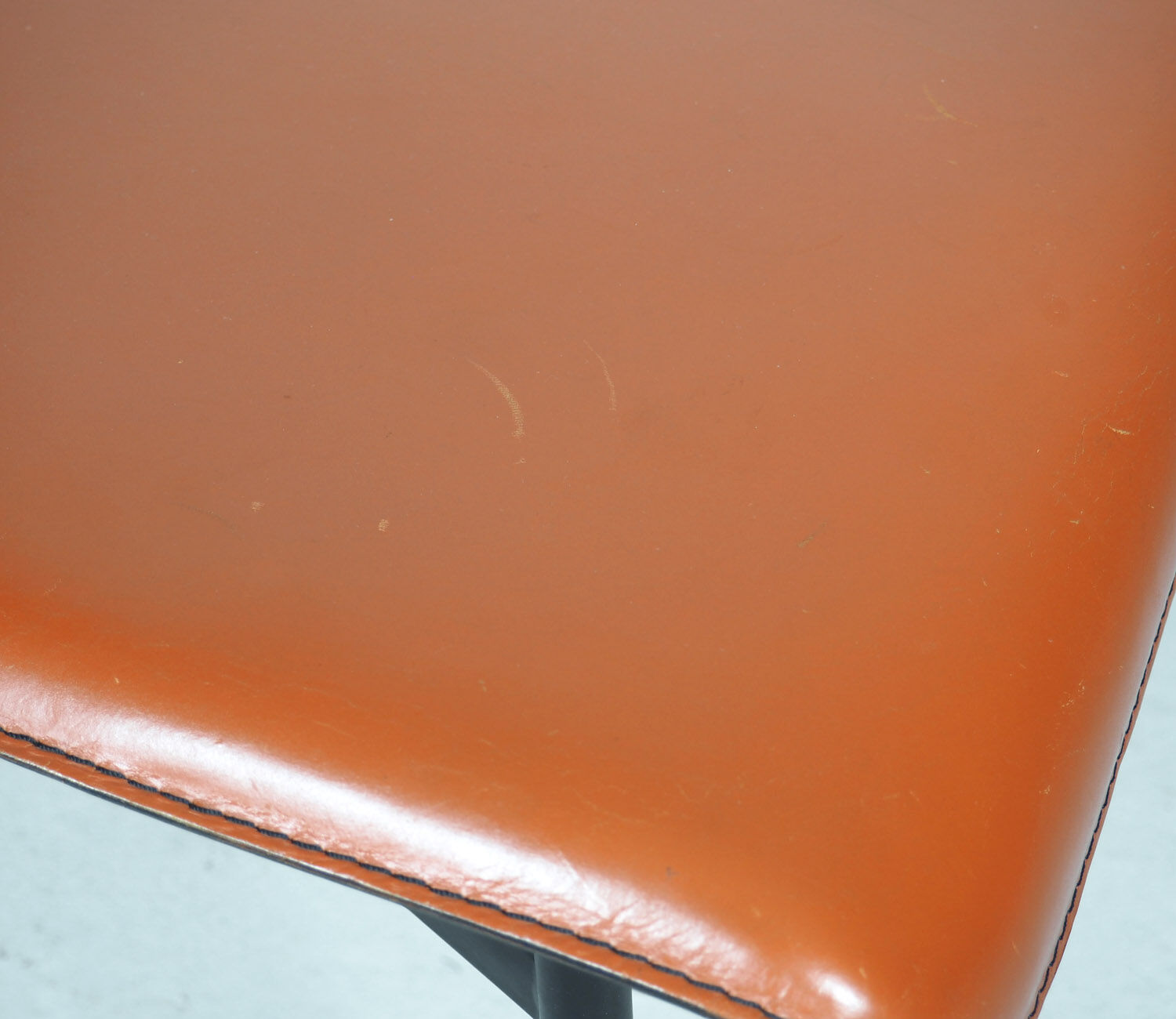 Fasem dinner chairs S44 in cognac red leather, 1990's