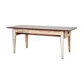 Table de ferme avec plateau en métal