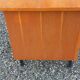 Vintage oak desk with a metallic base from the 1960s.